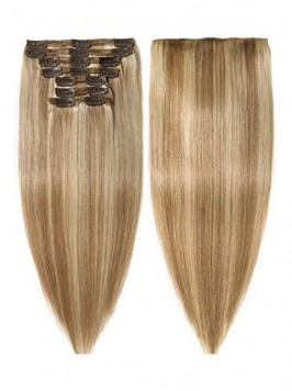 8 Pieces 18 Clips True Double Weft Full Head Human...