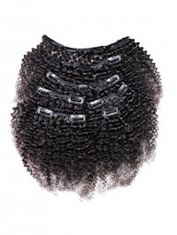 African American Afro Kinky Curly Clip In Human Hair Extensions