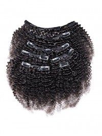 African American Afro Kinky Curly Clip In Human Hair Extensions