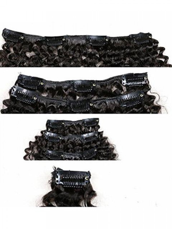 African American Afro Kinky Curly Clip In Human Hair Extensions