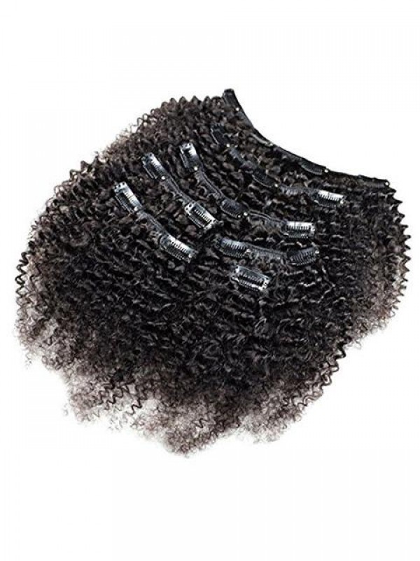 African American Afro Kinky Curly Clip In Human Hair Extensions