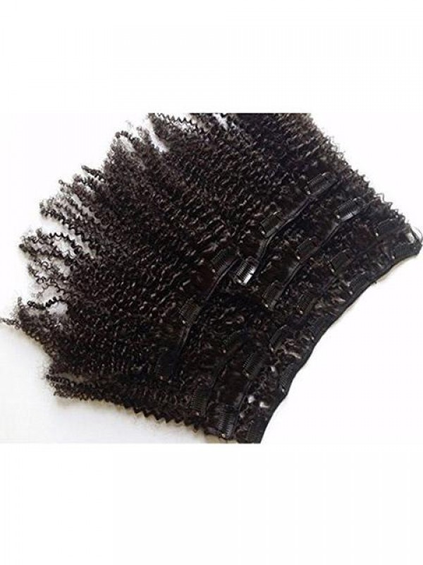 Afro Kinky Curly Clip In Human Hair Extension Virgin Mongolian Human Hair