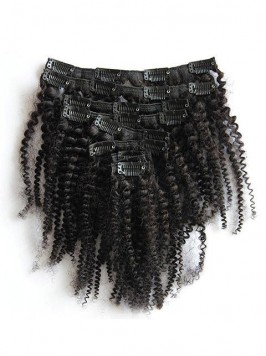 Afro Kinky Curly Full Head Clip In Human Hair Exte...