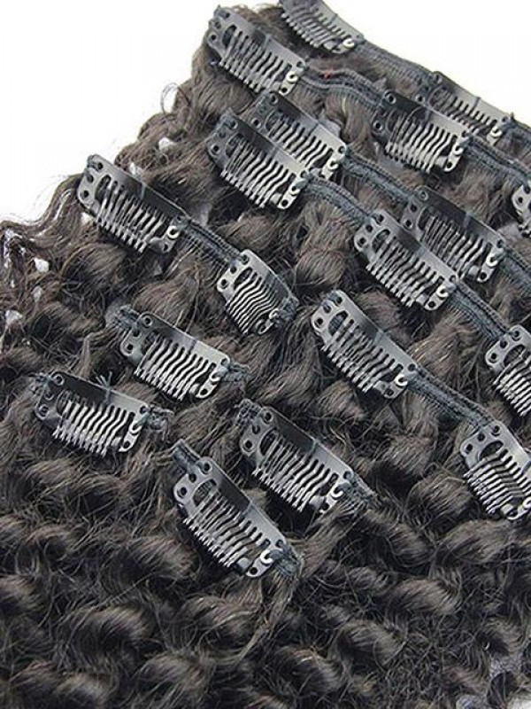 Afro Kinky Curly Full Head Clip In Human Hair Extensions