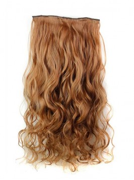 Brown Color Long Wave One Piece Synthetic Clip In ...