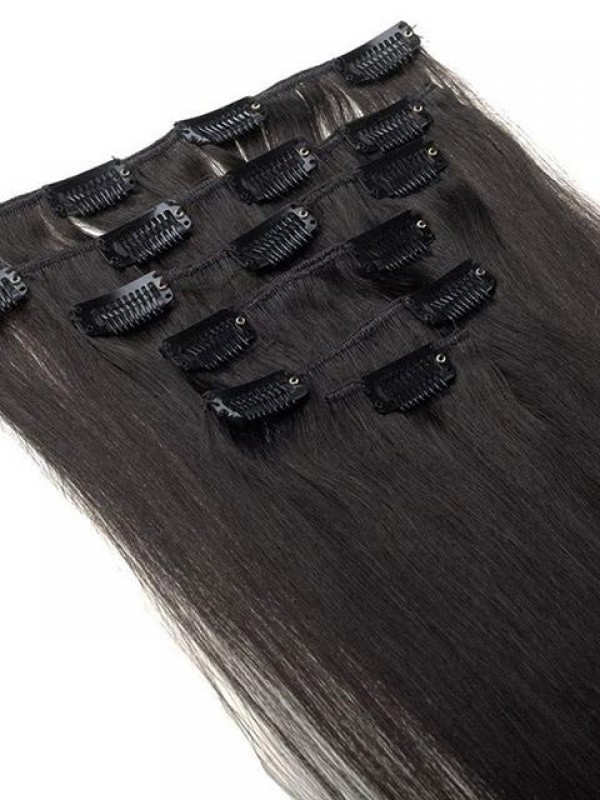 Clip In Remy Human Hair Extensions Off Black