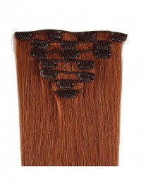 Clip In Synthetic Extensions Straight Light Auburn