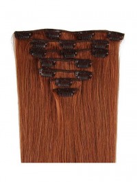 Clip In Synthetic Extensions Straight Light Auburn