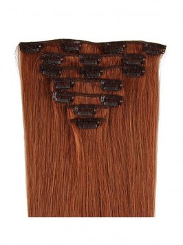 Clip In Synthetic Extensions Straight Light Auburn