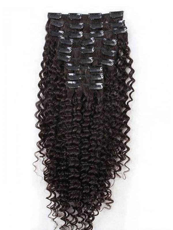 Human Hair African Curly 9 Pcs Clip In Hair Extensions