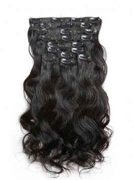 Jet Black Grade Brazilian Virgin Body Wave Clip In...