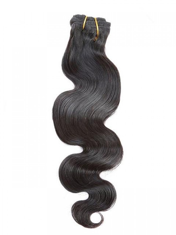 Jet Black Grade Brazilian Virgin Body Wave Clip In Hair Extensions