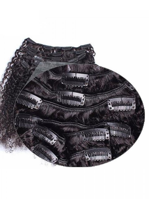 Kinky Curly African American Clip In Hair Extensions