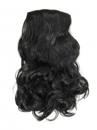 Long Body Wave Black Synthetic Clip In Hair Extension