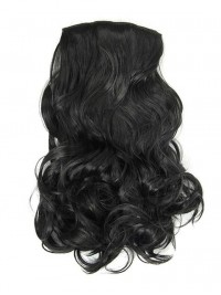 Long Body Wave Black Synthetic Clip In Hair Extension