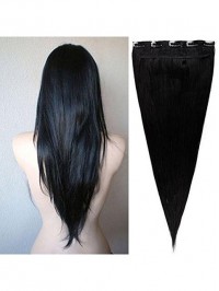 Natural Black Remy Clip In Human Hair Extension