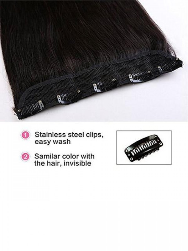 Natural Black Remy Clip In Human Hair Extension