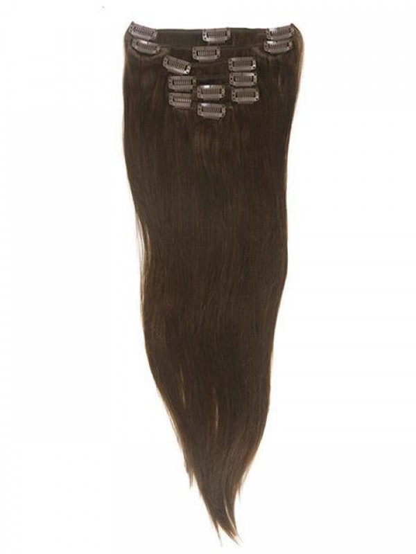 Silk Straight Human Hair 7 Pcs Clip In Hair Extensions