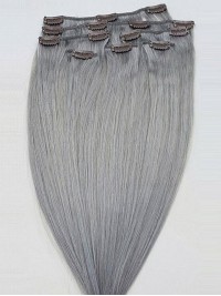 7Pcs Clip In Sterling Silver Synthetic Hair Extensions
