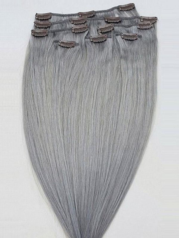 7Pcs Clip In Sterling Silver Synthetic Hair Extensions