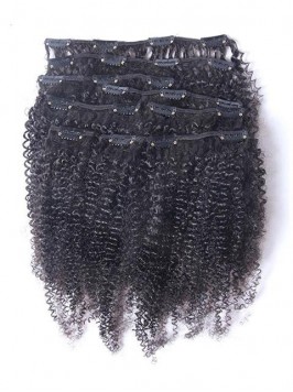 Virgin Afro Kinky Curly Human Hair Clip In Full He...