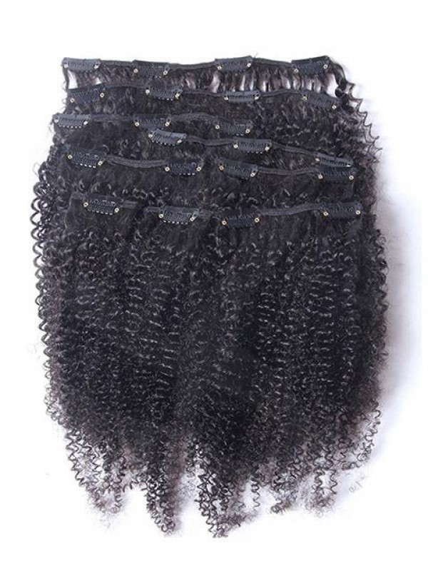 Virgin Afro Kinky Curly Human Hair Clip In Full Head