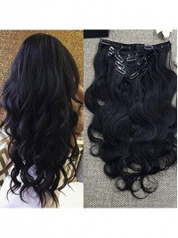 Wavy Natural Black Clip In Hair Extensions