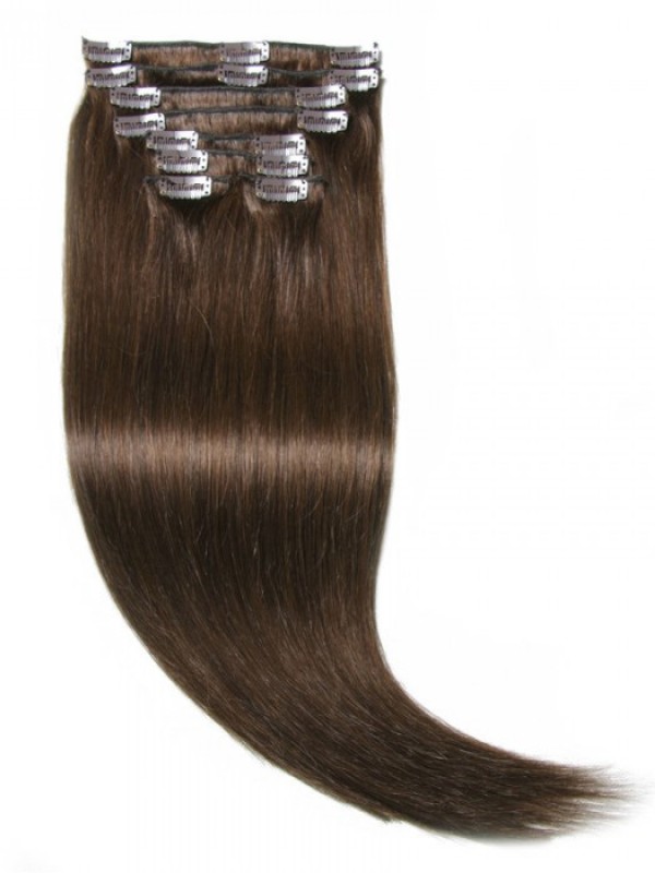 Medium Brown Hair Extensions Clip In Hair 8Pcs/set