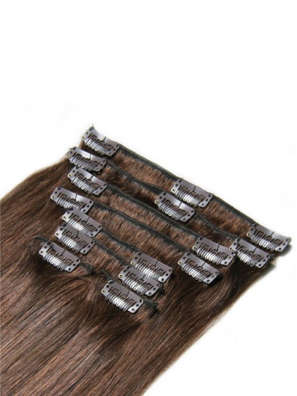 Medium Brown Hair Extensions Clip In Hair 8Pcs/set