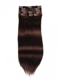 Dark Brown Clip In Hair Extensions Virgin Hair 8Pcs/set