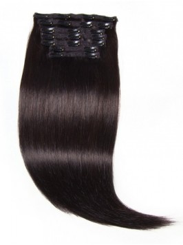 115g Natural Black Clip In Human Hair Extensions V...