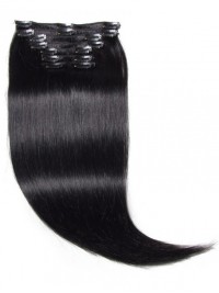 Jet Black Clip In Hair Extensions Virgin Hair 8Pcs/set