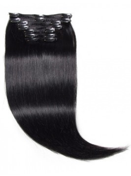 Jet Black Clip In Hair Extensions Virgin Hair 8Pcs...
