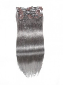 100g Grey Clip In Hair Extensions Cheap Virgin Hai...