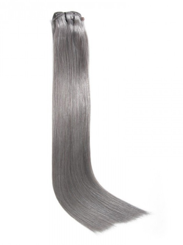 100g Grey Clip In Hair Extensions Cheap Virgin Hair Extensions 8Pcs/set