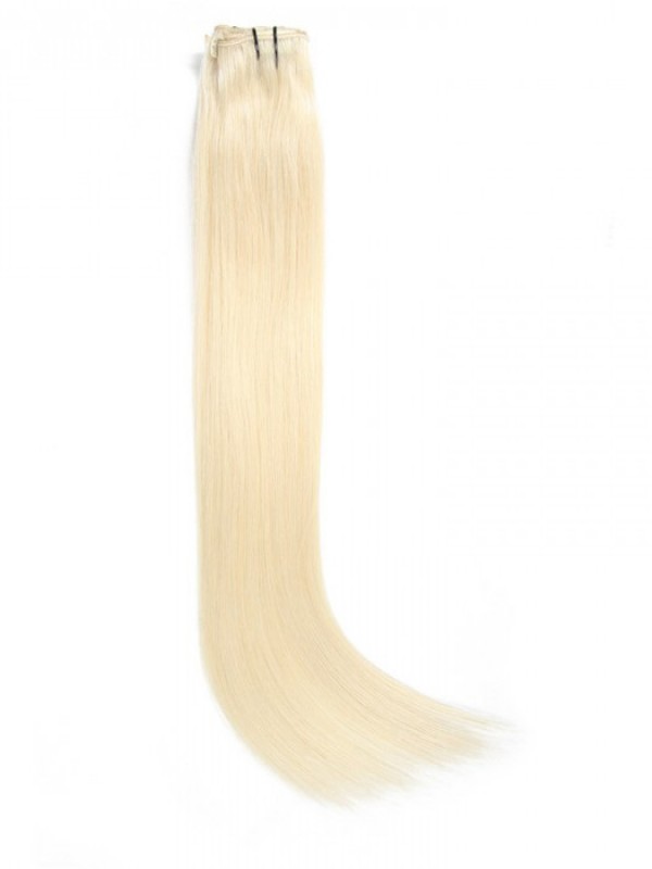 115g Platium Blonde Clip In Hair Cheap Virgin Hair Extensions 8Pcs/set