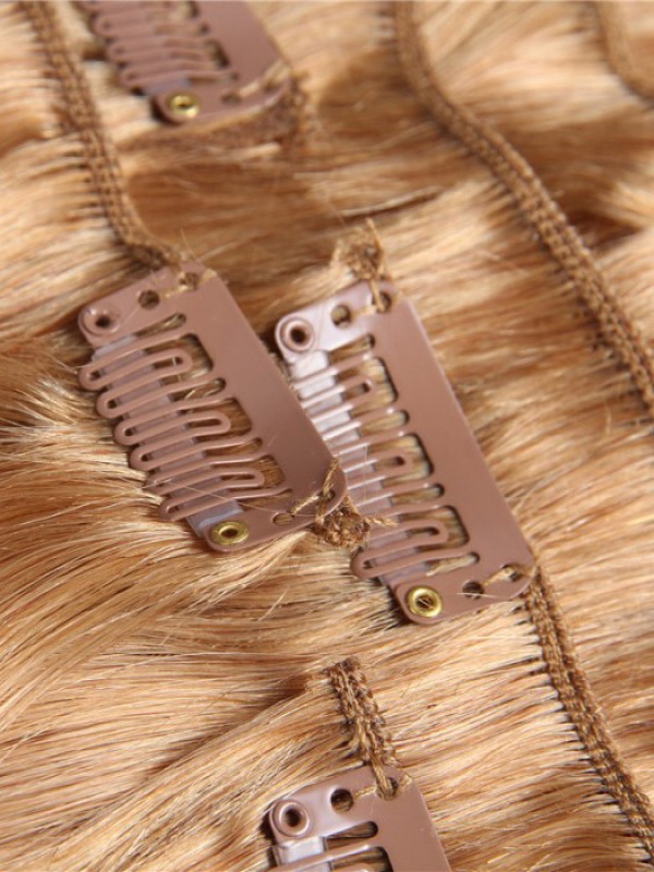 115g Platium Blonde Clip In Hair Cheap Virgin Hair Extensions 8Pcs/set