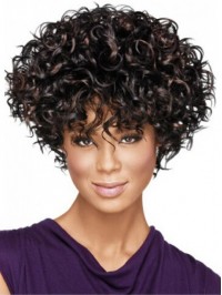 Short Curly Synthetic Capless Wigs With Bangs 8 Inches