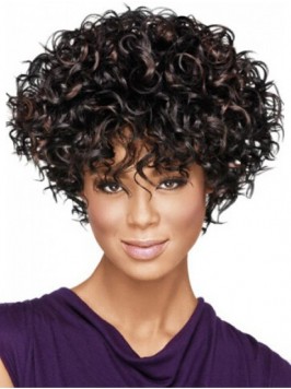 Short Curly Synthetic Capless Wigs With Bangs 8 In...