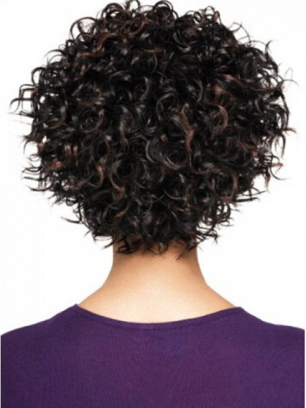 Short Curly Synthetic Capless Wigs With Bangs 8 Inches