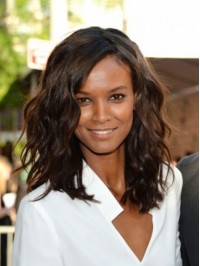 Liya Kebede Medium Wavy Synthetic Capless Wigs With Side Bangs 14 Inches