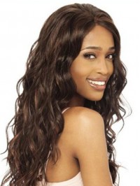 Brown Long Wavy Lace Front Human Hair Wig 20 Inches