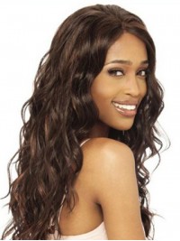 Brown Long Wavy Lace Front Human Hair Wig 20 Inches