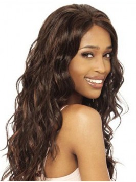 Brown Long Wavy Lace Front Human Hair Wig 20 Inche...