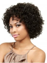 Afro-Hair Medium Curly Capless Human Hair Wig 14 Inches