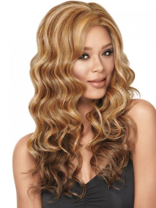 Ombre Central Parting Long Wavy Capless Synthetic Wig 22 Inches