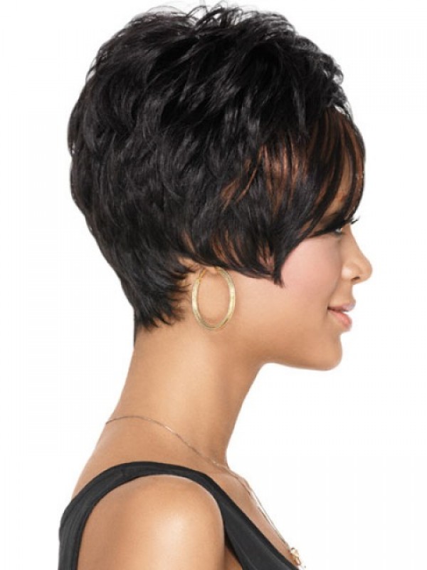 Short Straight Capless Synthetic Wig With Bangs 6 Inches