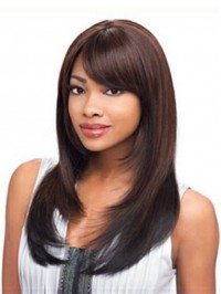 Layered Long Straight Capless Synthetic Wig With Bangs 18 Inches