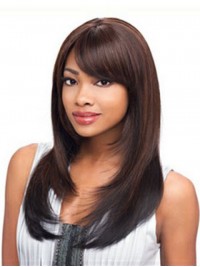 Layered Long Straight Capless Synthetic Wig With Bangs 18 Inches