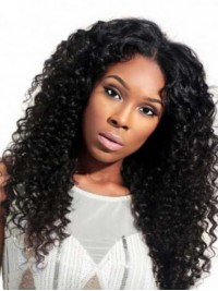 Afro-Hair Central Parting Long Curly Full Lace Human Hair Wigs 20 Inches